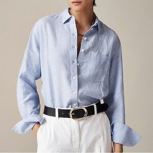 J. Crew Garçon Classic Shirt in Baird McNutt Irish Linen in French Blue, Size 6